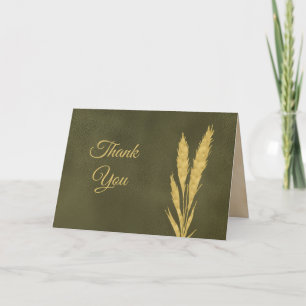 Tarjeta De Agradecimiento Botánicos dorados elegantes en verde