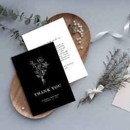Tarjeta De Agradecimiento Botánicos Minimalistas Boho Boda Negra