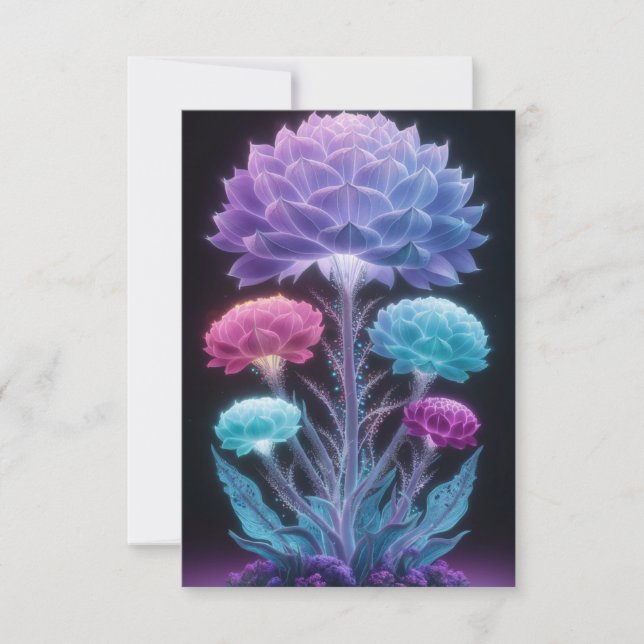 Tarjeta De Agradecimiento Botánicos radiantes: Arte en la sangre neón y past (Anverso)