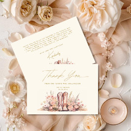 Tarjeta De Agradecimiento Botas de Rodeo Último Floral Fiesta de Despedida d