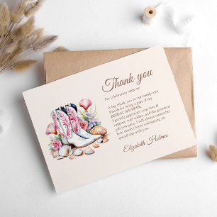 Tarjeta De Agradecimiento Botas de Vaquera Costeñas Boho para Despedida de S