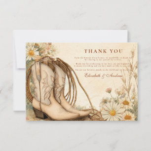 Tarjeta De Agradecimiento Botas de Vaquera Rústicas Bodas de Flores Silvestr
