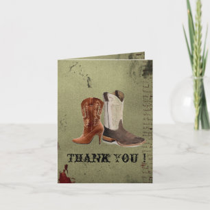 Tarjeta De Agradecimiento botas de vaquero occidentales para boda recién cas