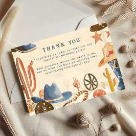 Tarjeta De Agradecimiento Botas de Vaquero Rústicas Cumpleaños 1