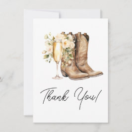 Tarjeta De Agradecimiento Botas Elegantes y Despedida de Soltera Burbujeante