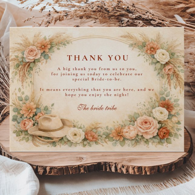 Tarjeta De Agradecimiento Botas Florales Rústicas Fiesta de Despedida de Sol (Subido por el creador)