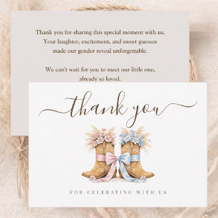 Tarjeta De Agradecimiento Botas o Arcos Elegancia Western Revelación de Géne