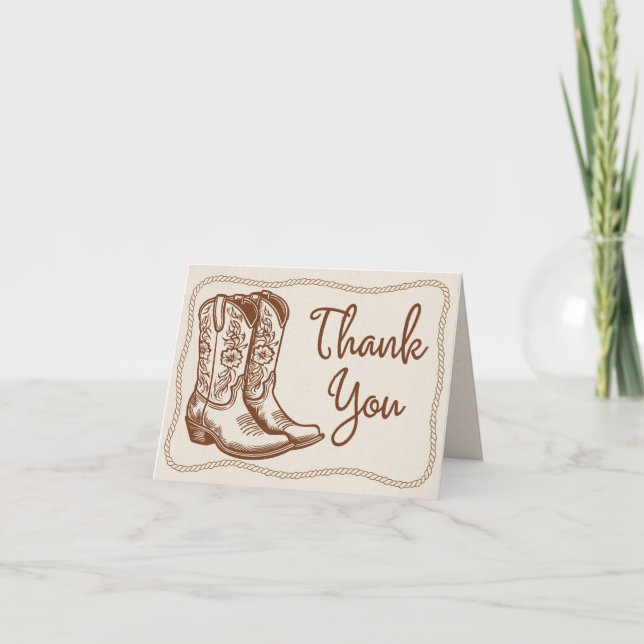 Tarjeta De Agradecimiento Botas vaqueras occidentales rústicas con marco de  (Anverso)
