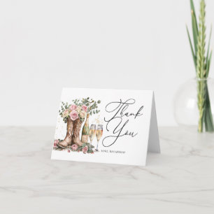 Tarjeta De Agradecimiento Botas y Burbujas Fiesta de Despedida de Soltera Rú