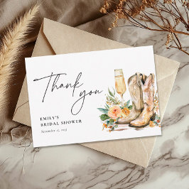 Tarjeta De Agradecimiento Botas y Burbujeante Despedida de Soltera Western