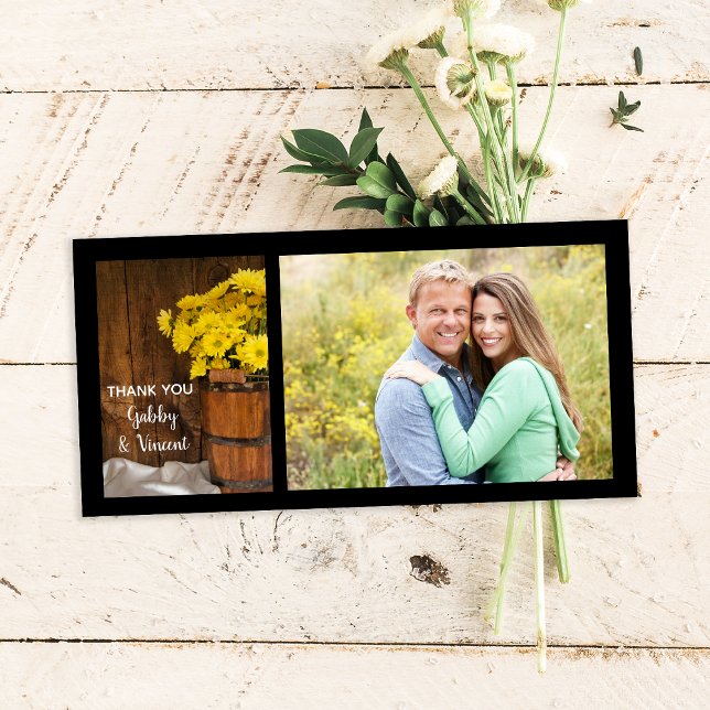 Tarjeta De Agradecimiento Bote de Madera Daisies Country Wedding Gracias (Subido por el creador)