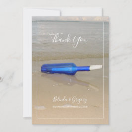 Tarjeta De Agradecimiento Botella En La Boda De Arena De Playa