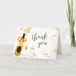 Tarjeta De Agradecimiento Botellas Black Gold Poppin Champán Baby Shower