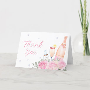 Tarjeta De Agradecimiento Botellas de champán Rosa Poppin Baby Shower