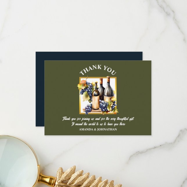Tarjeta De Agradecimiento Botellas de vino acuático granja de vinos gracias (Anverso/Reverso In Situ)