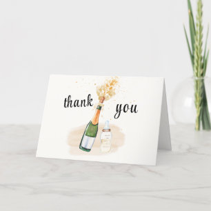 Tarjeta De Agradecimiento Botellas modernas de Poppin Champán Baby Shower