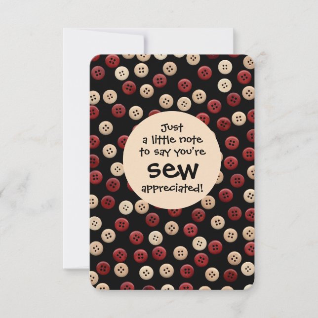 Tarjeta De Agradecimiento Botones - tema de coser (Anverso)