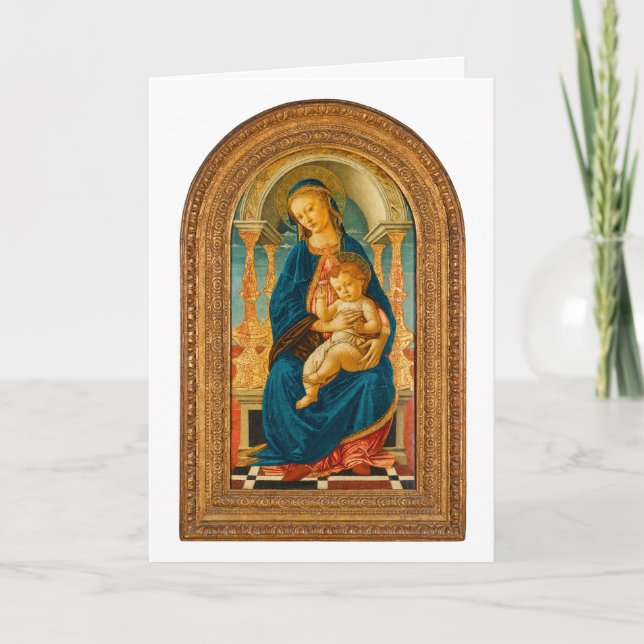Tarjeta De Agradecimiento Botticelli (1445-1510) La Virgen y el Niño entroni (Anverso)