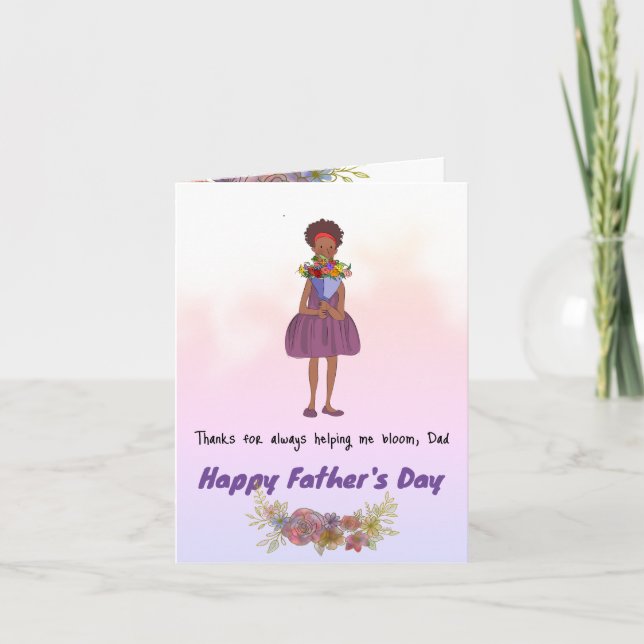 Tarjeta De Agradecimiento Bouquet Chica Dad Card - Piel oscura (Anverso)