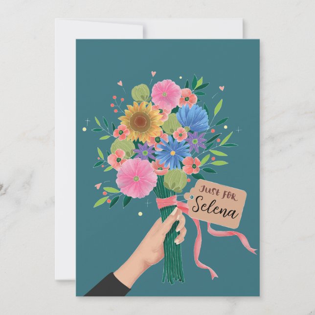 Tarjeta De Agradecimiento Bouquet de flores silvestres (Anverso)