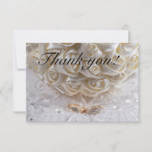Tarjeta De Agradecimiento Bouquet de novias 7060 con anillos Bodas