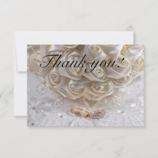 Tarjeta De Agradecimiento Bouquet de novias 7060 con anillos Bodas