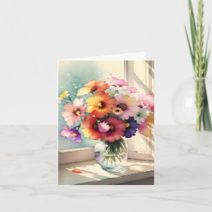 Tarjeta De Agradecimiento Bouquet en una ventana