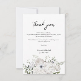 Tarjeta De Agradecimiento Bouquet floral elegante blanco y negro moderno