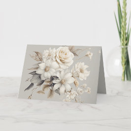Tarjeta De Agradecimiento Bouquet floral elegante de rosa blanca