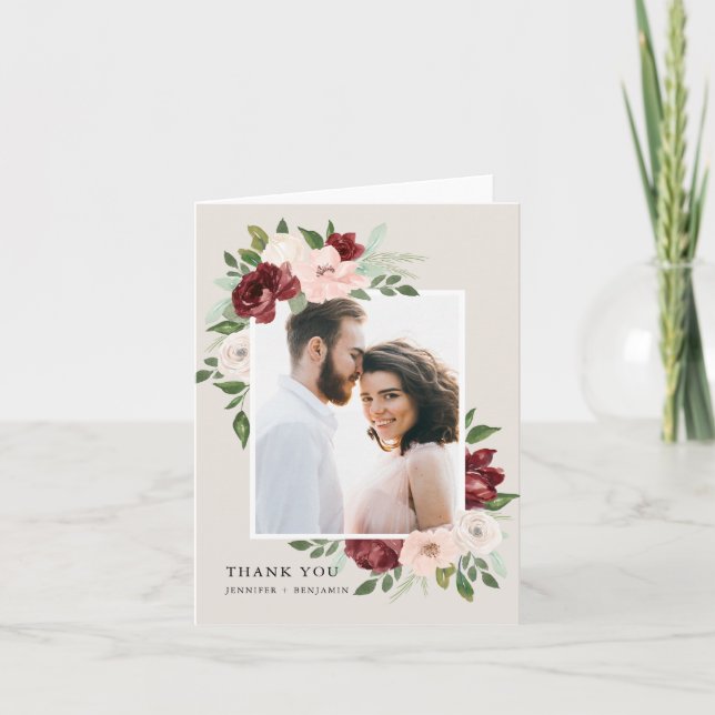 Tarjeta De Agradecimiento Bouquet romántico (Anverso)