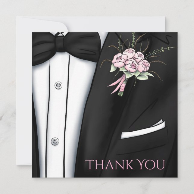 Tarjeta de agradecimiento - Boutonniere sofisticad (Anverso)