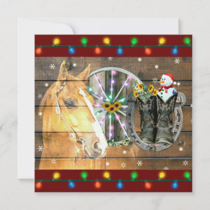 Tarjeta De Agradecimiento Bovinos de caballos botas Navidades Snowman