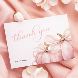 Tarjeta De Agradecimiento Bow Baby Shower de calabaza rosa