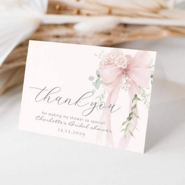 Tarjeta De Agradecimiento Bow Bridal Shower Ivory greneery (Subido por el creador)