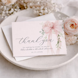 Tarjeta De Agradecimiento Bow Bridal Shower Ivory greneery