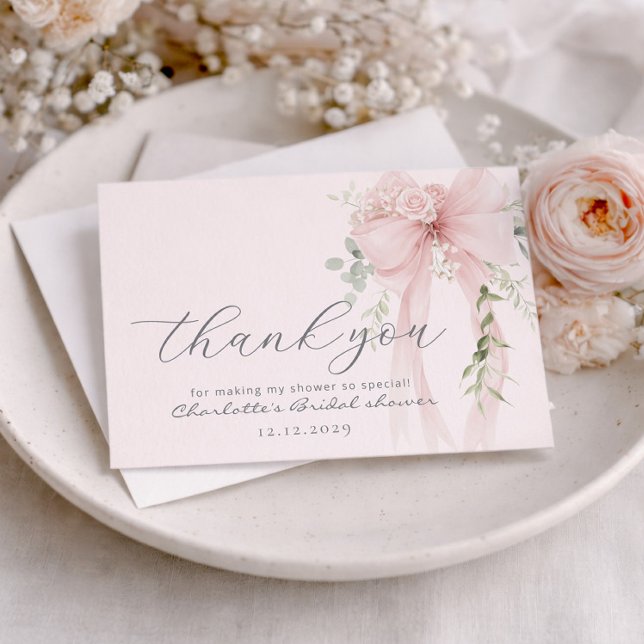 Tarjeta De Agradecimiento Bow Bridal Shower Ivory greneery (Subido por el creador)