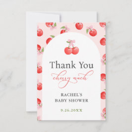 Tarjeta De Agradecimiento Bow Cherry en Top Baby Girl Shower