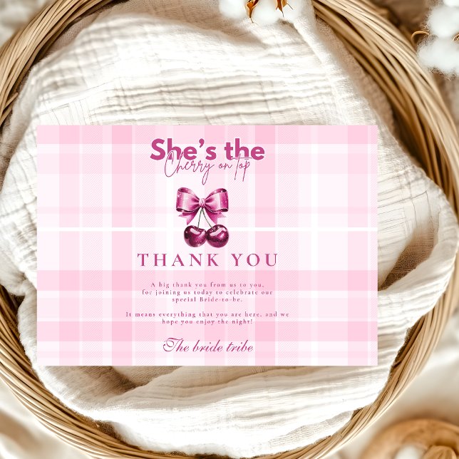 Tarjeta De Agradecimiento Bow Cherry Sobre La Ducha Británica Superior (Subido por el creador)