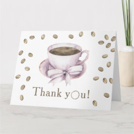 Tarjeta De Agradecimiento Bow & Coffee Breaking Baby Ducha Gracias