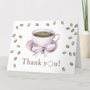 Tarjeta De Agradecimiento Bow & Coffee Breaking Baby Ducha Gracias