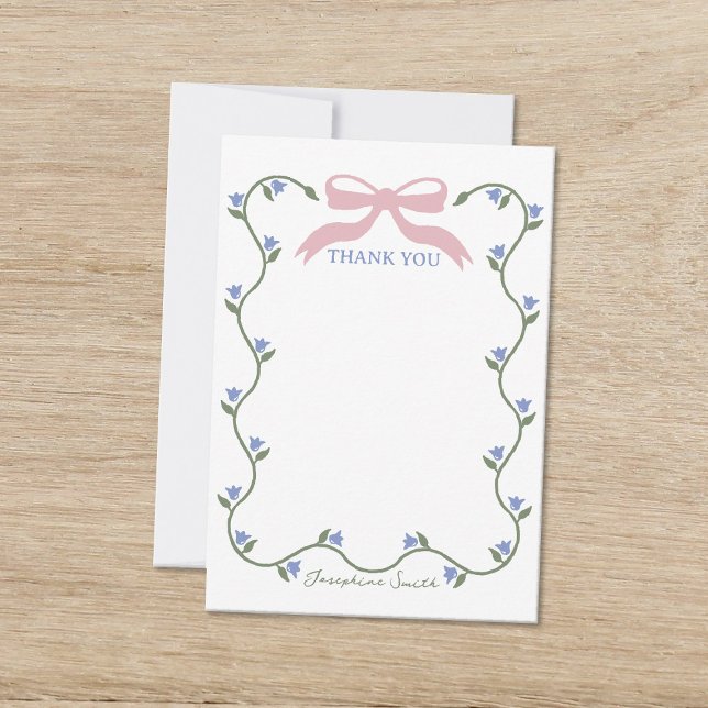 Tarjeta De Agradecimiento Bow con Baby Shower de Vine de Flor (Subido por el creador)