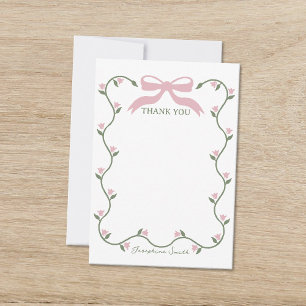 Tarjeta De Agradecimiento Bow con Baby Shower de Vine de Flor