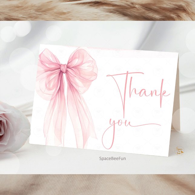 Tarjeta De Agradecimiento Bow Coquette Baby Shower (Bow Coquette, Baby Shower, Thank You Card, Elegant Bow, Printable Card, Baby Shower Decor, Stylish I)