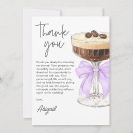 Tarjeta De Agradecimiento Bow Espresso Martini Bridal Shower Gracias
