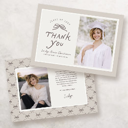 Tarjeta De Agradecimiento Bow Modern Photo Graduation Thank You Card