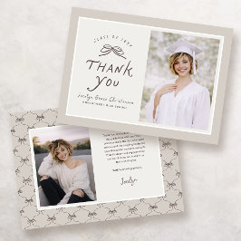 Tarjeta De Agradecimiento Bow Modern Photo Graduation Thank You Card