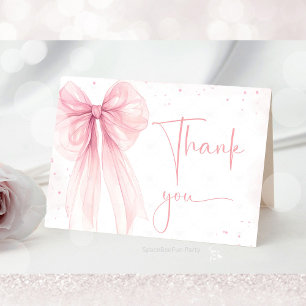 Tarjeta De Agradecimiento Bow Pink Coquette Baby Shower