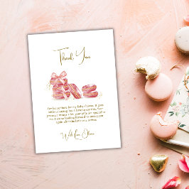 Tarjeta De Agradecimiento Bow rosa Bonjour Bébé Macarons francés Baby Shower