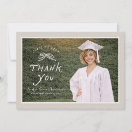 Tarjeta De Agradecimiento Bow Text Overlay Photo Graduation Thank You Card