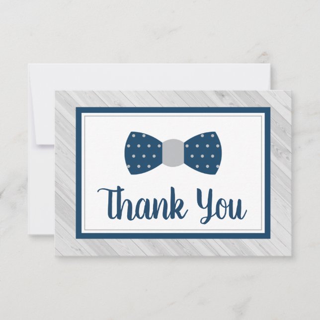 Tarjeta De Agradecimiento Bow Tie Gracias Tarjeta, Marina, Gris (Anverso)